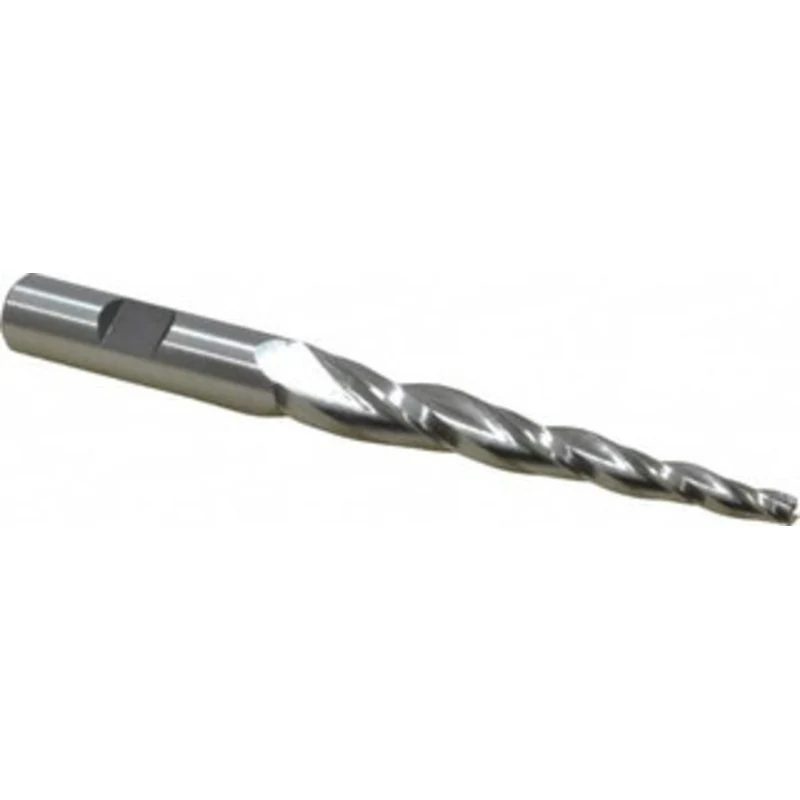 Made in USA 3 per Side 3/16 Small End Diam 3 LOC 3-Flute High Speed Steel Tapered Square End Mill 1/2 Shank Diam, 5 O...